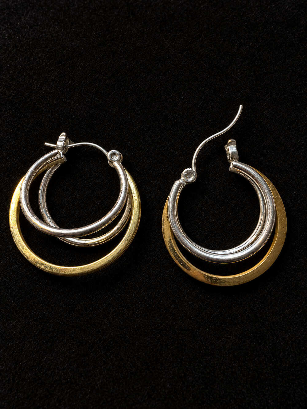⚜️ Triple Hoop Earrings | Minimalist Two-Tone | Gold-Tone Silver-Tone 💗